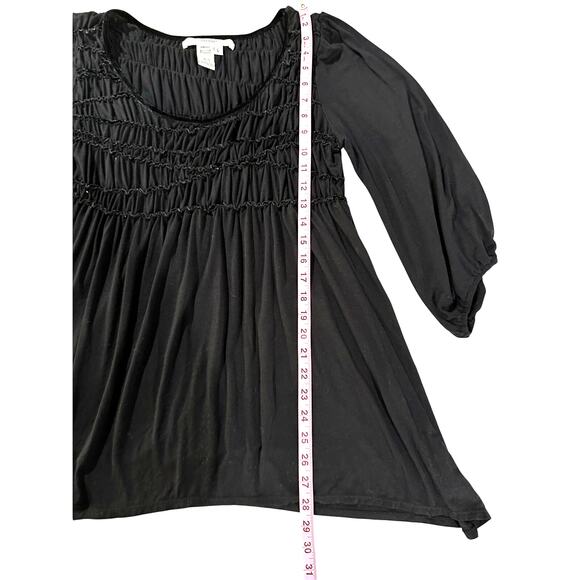 Studio M - Smocked Babydoll Tunic Blouse Black - Extra Large - Picture 9 of 9